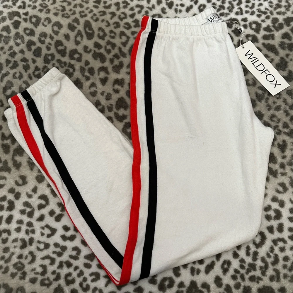Wildfox Classic Heart Bottom Knox Pants Vintage Varsity Clean White Size Small